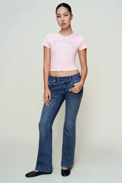 Bedazzled Lace Trim Tee