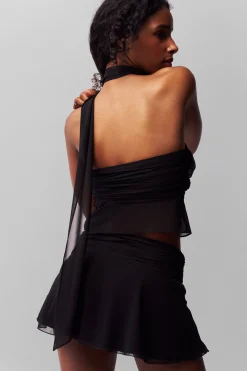 Chiffon Slit Mini Skirt
