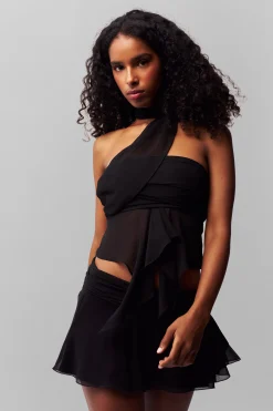 Chiffon Slit Mini Skirt