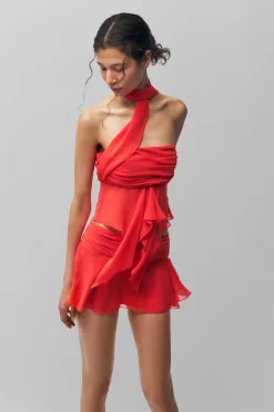 Chiffon Slit Mini Skirt