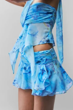 Chiffon Slit Mini Skirt