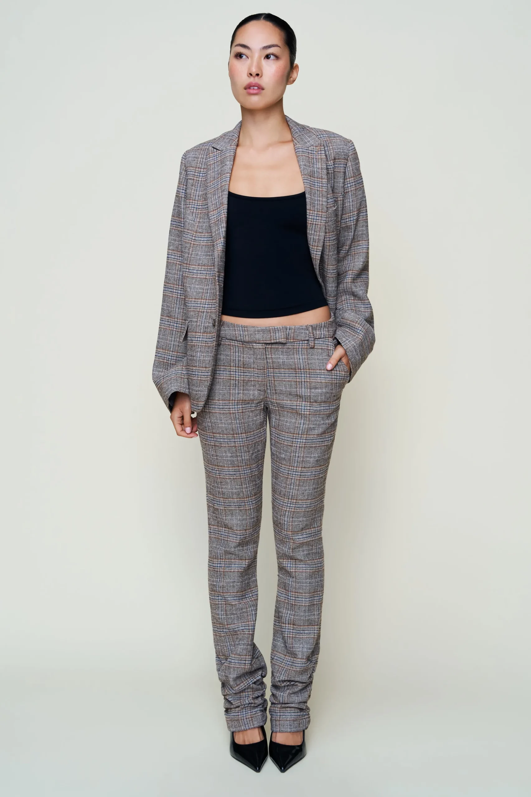 Cora Ruched Hem Tartan Pant