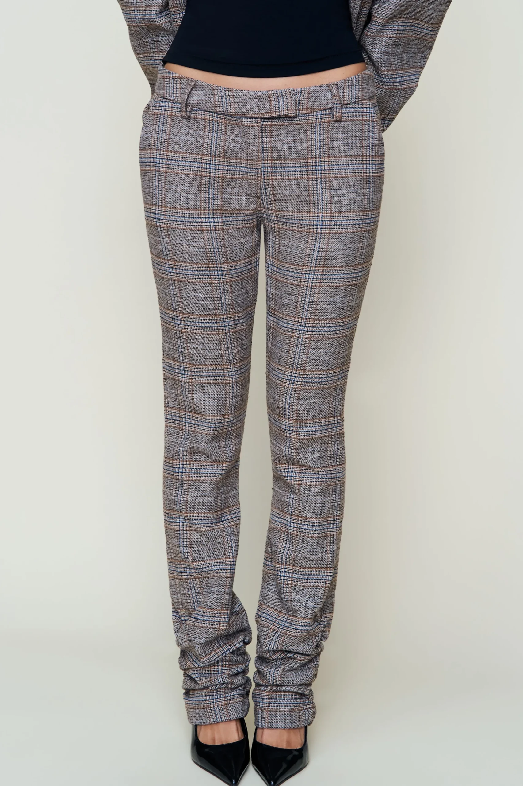 Cora Ruched Hem Tartan Pant