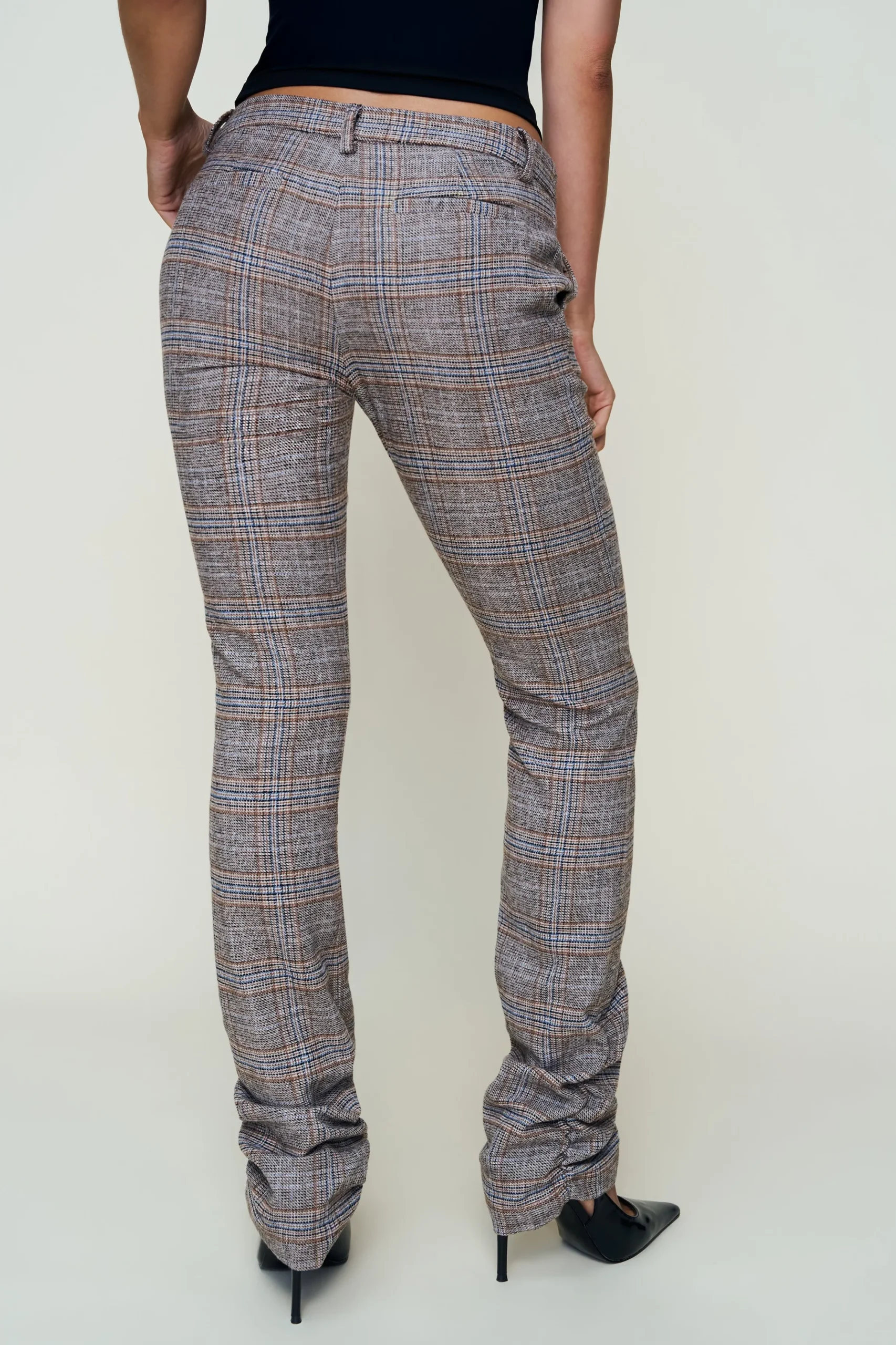 Cora Ruched Hem Tartan Pant