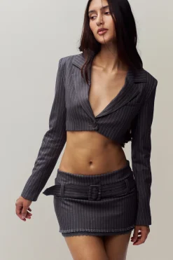 Fei Pinstripe Cropped Blazer
