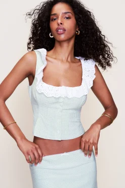 Gingham Paloma Lace Top