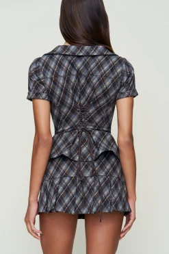 Lia Buttondown Diamond Tartan Corset