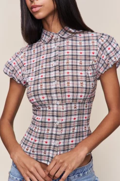 Liana Plaid Top