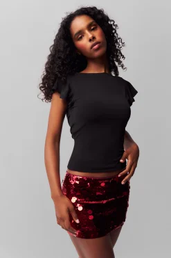 Low Rise Paillette Skirt