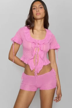 Ruffle Knit Tie Top