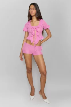Ruffle Knit Tie Top