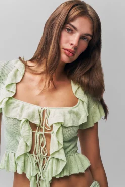 Ruffle Knit Tie Top