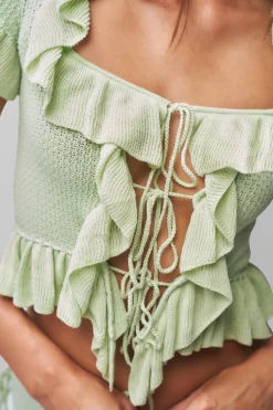 Ruffle Knit Tie Top