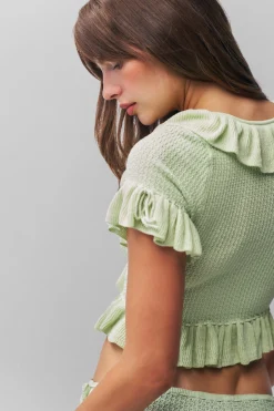 Ruffle Knit Tie Top