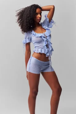 Ruffle Knit Tie Top