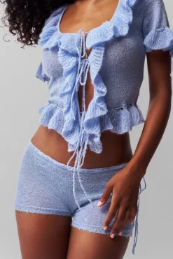 Ruffle Knit Tie Top